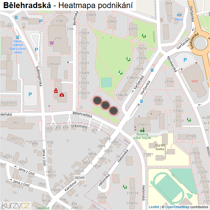 Mapa Bělehradská - Firmy v ulici.