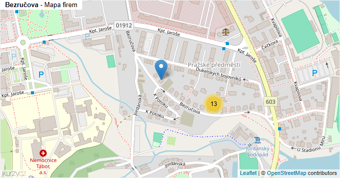Bezručova - mapa firem