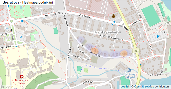 Bezručova - mapa podnikání