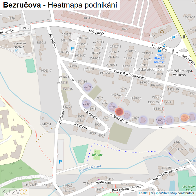 Mapa Bezručova - Firmy v ulici.