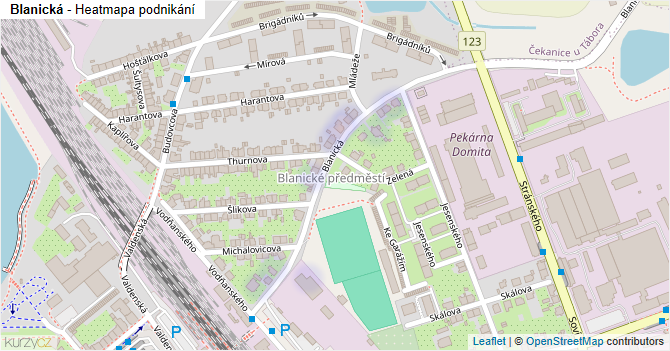 Blanická - mapa podnikání