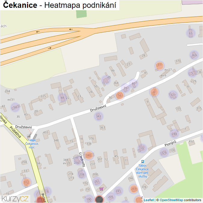 Mapa Čekanice - Firmy v části obce.