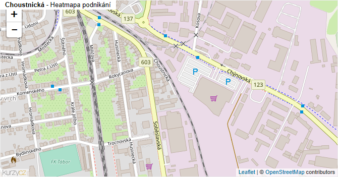 Choustnická - mapa podnikání