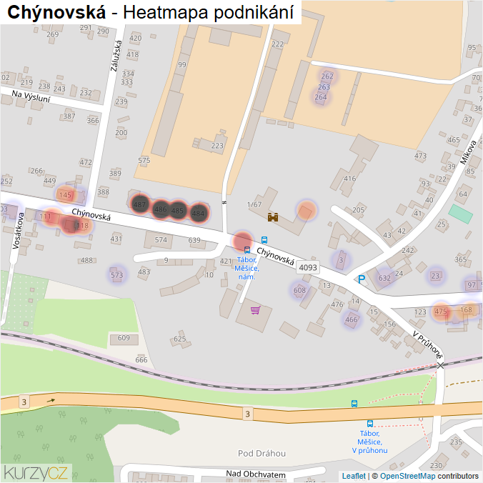 Mapa Chýnovská - Firmy v ulici.