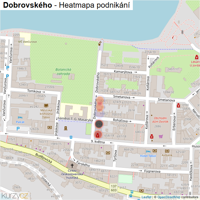 Mapa Dobrovského - Firmy v ulici.