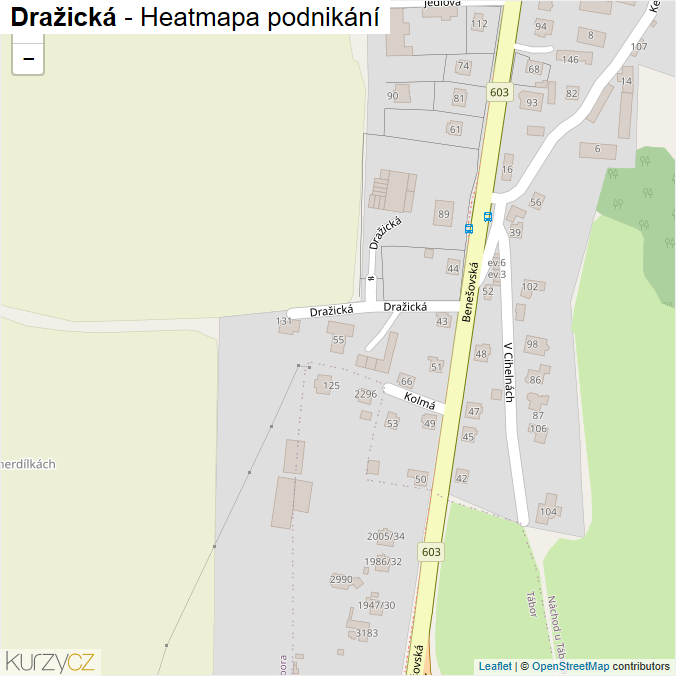 Mapa Dražická - Firmy v ulici.
