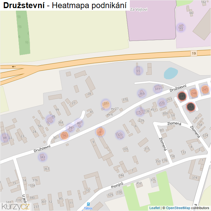 Mapa Družstevní - Firmy v ulici.