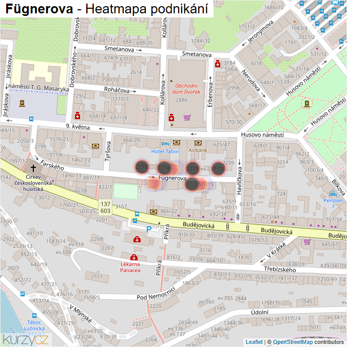 Mapa Fügnerova - Firmy v ulici.
