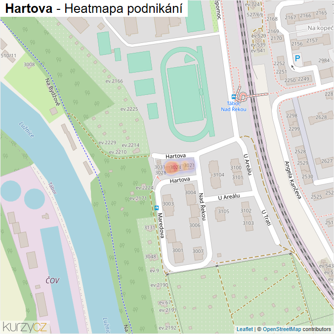 Mapa Hartova - Firmy v ulici.