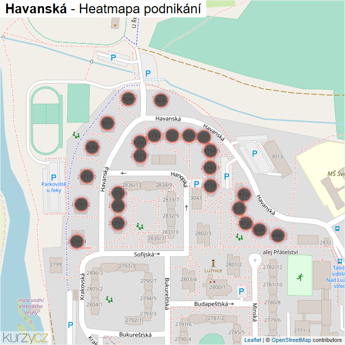 Mapa Havanská - Firmy v ulici.