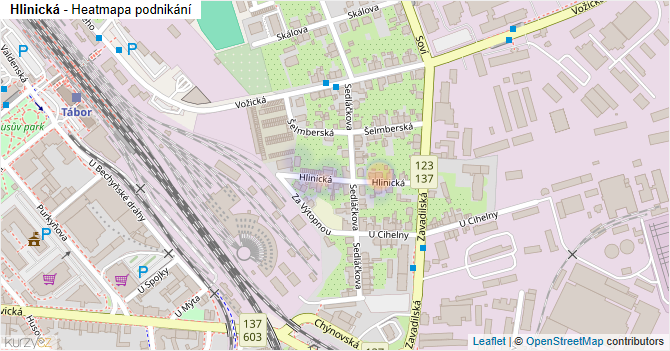 Hlinická - mapa podnikání