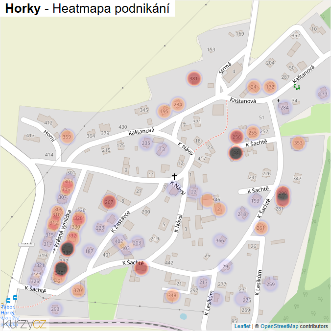 Mapa Horky - Firmy v části obce.