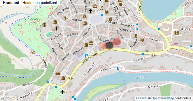 Hradební - mapa podnikání
