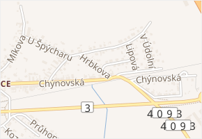 Hrbkova v obci Tábor - mapa ulice