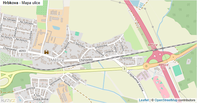 Hrbkova - mapa ulice