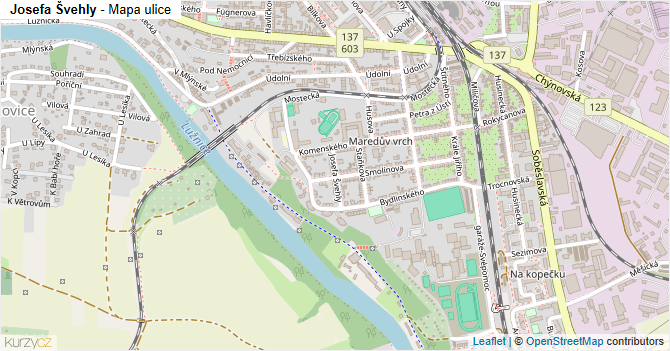 Josefa Švehly - mapa ulice