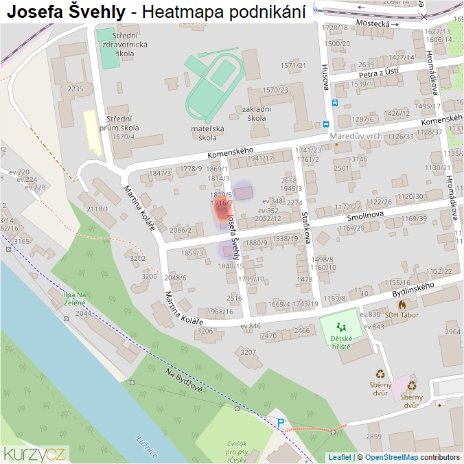 Mapa Josefa Švehly - Firmy v ulici.