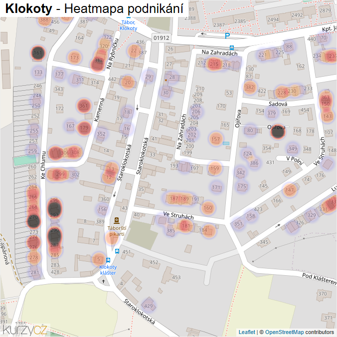 Mapa Klokoty - Firmy v části obce.