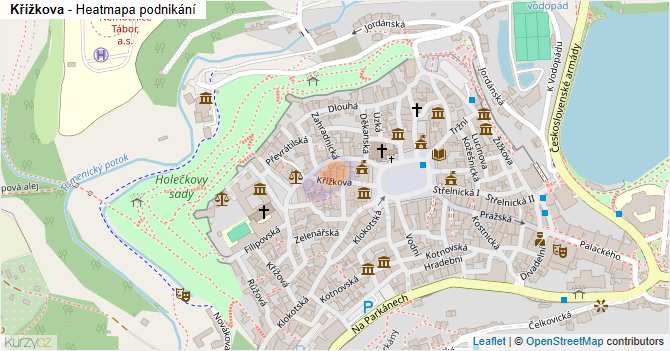 Křížkova - mapa podnikání