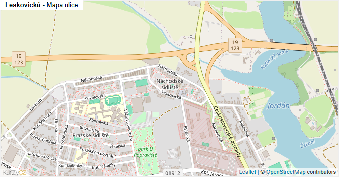 Leskovická - mapa ulice