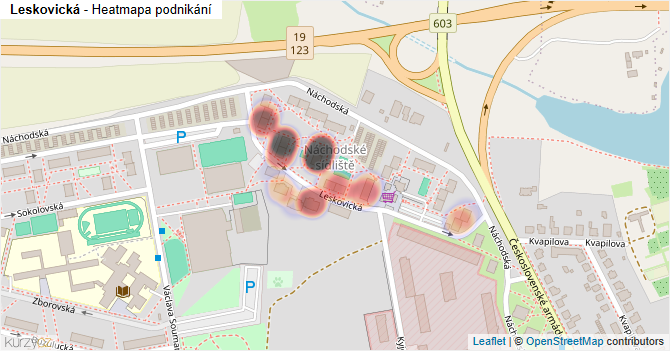 Leskovická - mapa podnikání