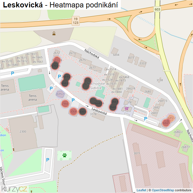 Mapa Leskovická - Firmy v ulici.
