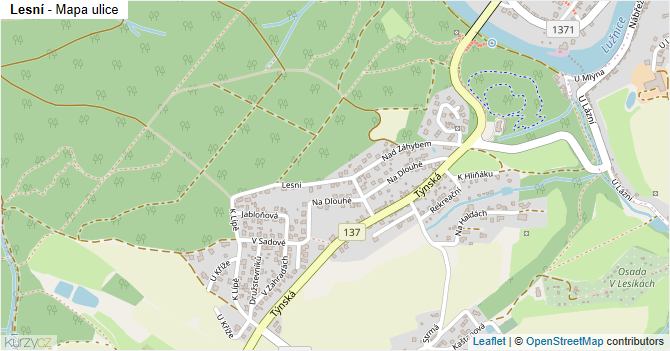 Lesní - mapa ulice
