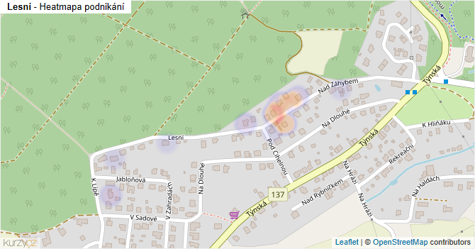 Lesní - mapa podnikání