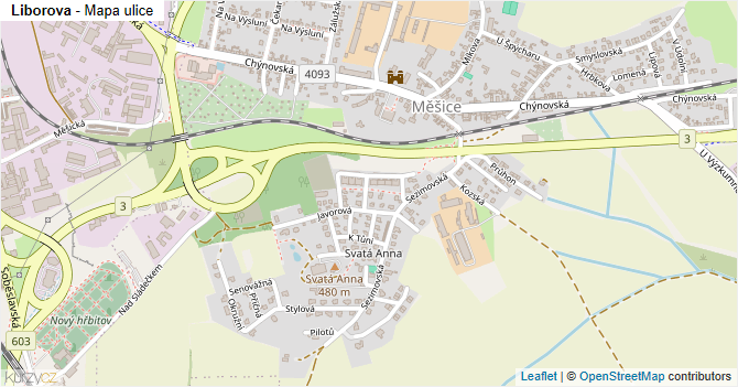 Liborova - mapa ulice