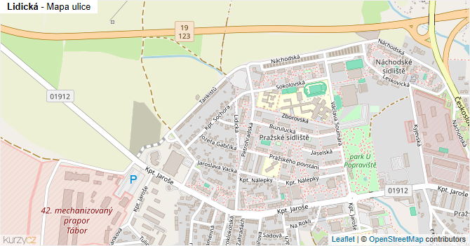 Lidická - mapa ulice