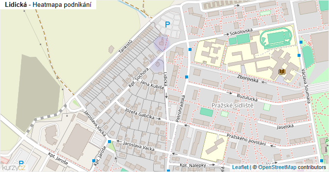 Lidická - mapa podnikání