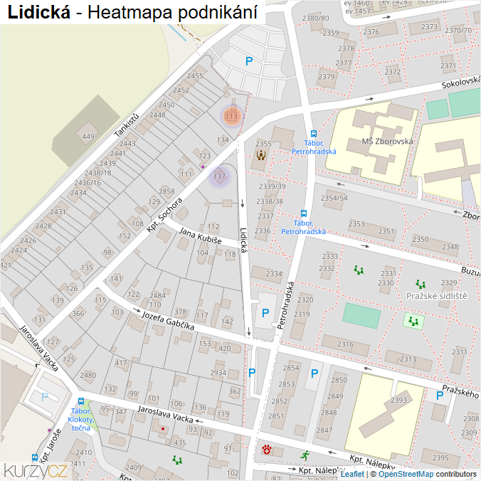 Mapa Lidická - Firmy v ulici.