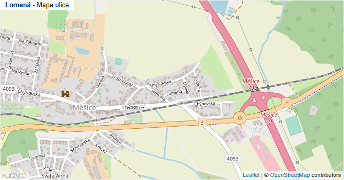 Lomená - mapa ulice