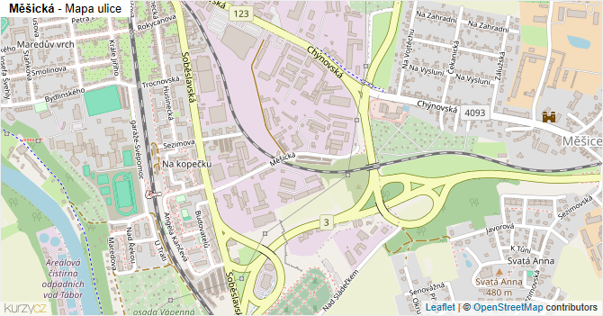 Měšická - mapa ulice