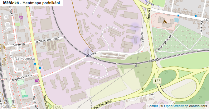 Měšická - mapa podnikání