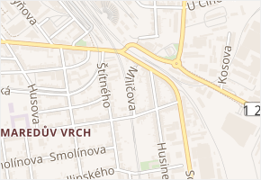 Miličova v obci Tábor - mapa ulice