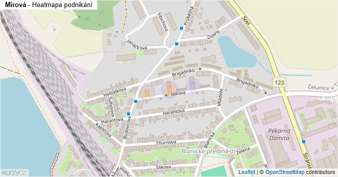 Mírová - mapa podnikání