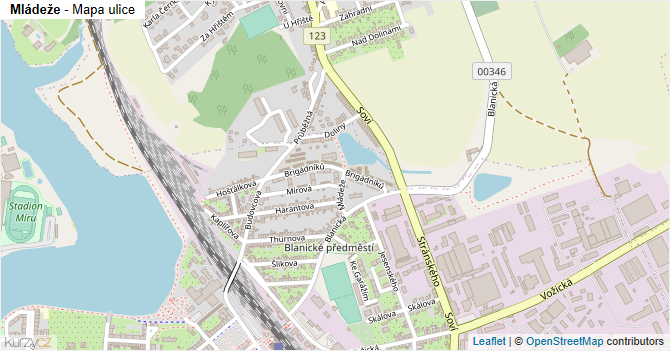 Mládeže - mapa ulice