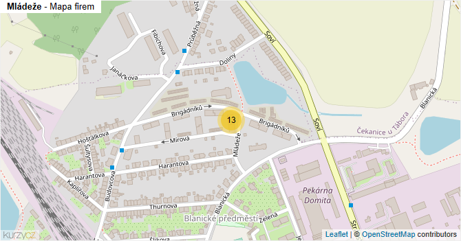 Mládeže - mapa firem