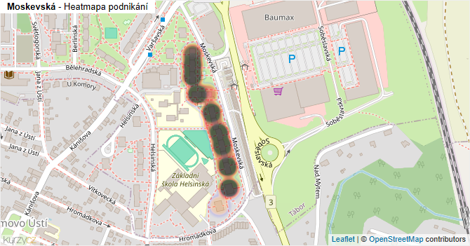 Moskevská - mapa podnikání