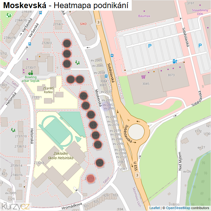 Mapa Moskevská - Firmy v ulici.
