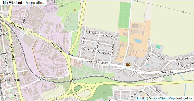 Na Výsluní - mapa ulice