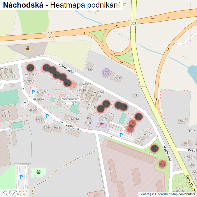 Mapa Náchodská - Firmy v ulici.