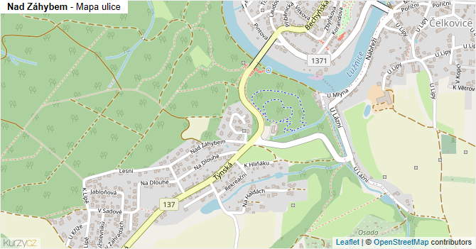 Nad Záhybem - mapa ulice