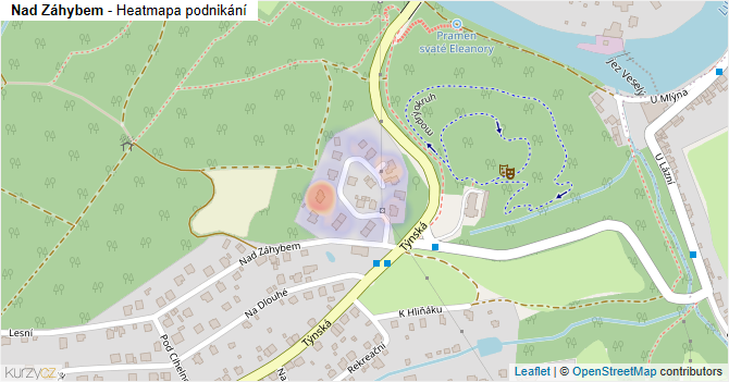 Nad Záhybem - mapa podnikání