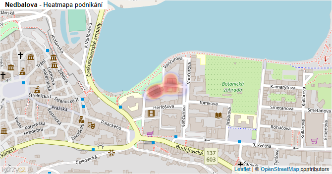 Nedbalova - mapa podnikání
