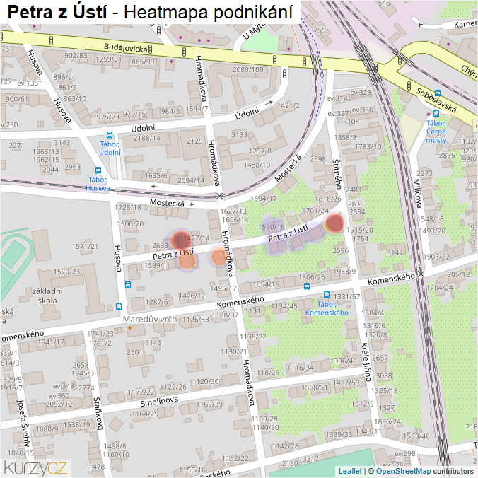 Mapa Petra z Ústí - Firmy v ulici.