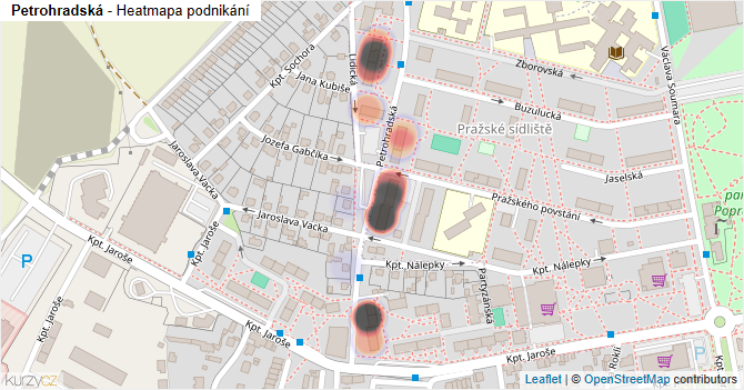 Petrohradská - mapa podnikání