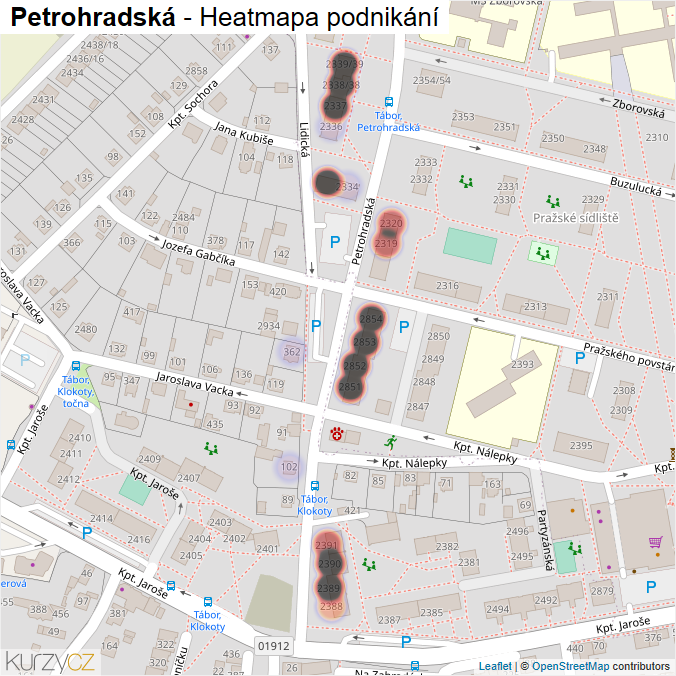 Mapa Petrohradská - Firmy v ulici.