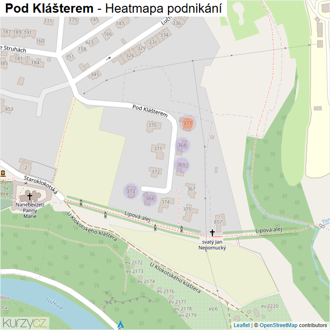 Mapa Pod Klášterem - Firmy v ulici.